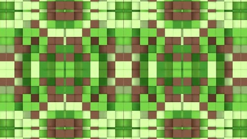 Abstract Geometric Background Loop of Green and Brown Squares