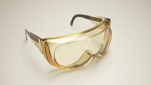 Amber Safety Goggles 3D Rotation Animation