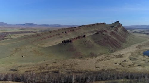 Vue Panoramique Sur Paysage De Montagne Et Steppe