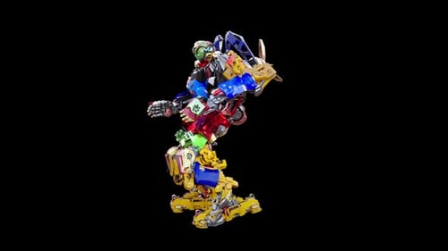 Colorful Toy Robot Walking and Posing 3D Animation