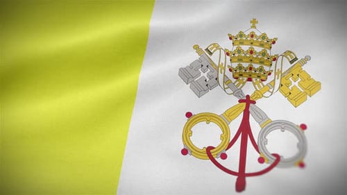 Waving Vatican City Flag with Holy See Emblem Animation