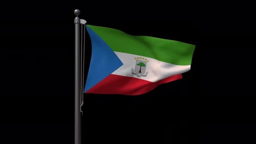 Equatorial Guinea National Flag Waving on Black Alpha