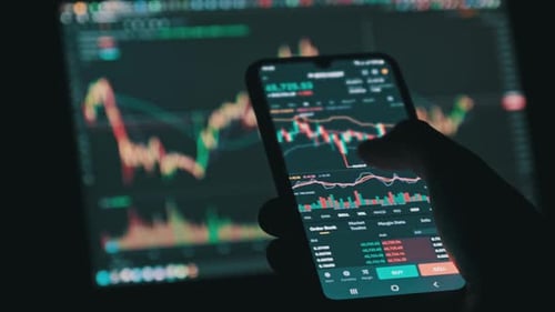 Man Touching Smartphone Screen Browse Digital Exchange Market Data