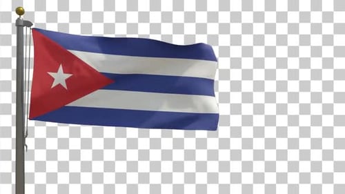 Waving Cuban Flag Animation on Metal Pole