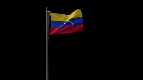 Realistic Venezuela Flag Waving on Black Background Loop