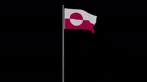 Greenland Flag Waving Realistic Animation with Alpha Channel
