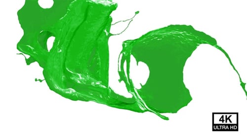 Collision Of Streaming Green Paint Splash