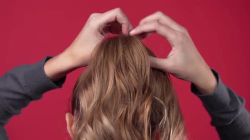 Woman Braids a Braid, Process of Making the Hairstyle, Making of the Hairstyle By Yourself