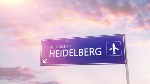 Heidelberg City Sign Plane atterrissant en plein jour