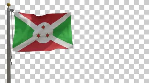 Burundi National Flag Waving in Wind with Transparent Background