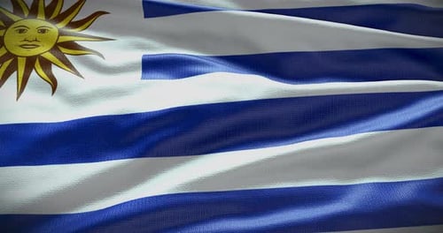 Realistic Waving Flag of Uruguay Animation