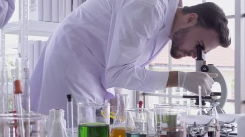 Scientists Conducting Research in Brightly Lit Laboratory