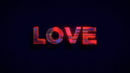 Animated Love Glitch Text with Neon Effects