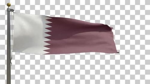 Realistic Waving Qatar Flag Animation on Flagpole