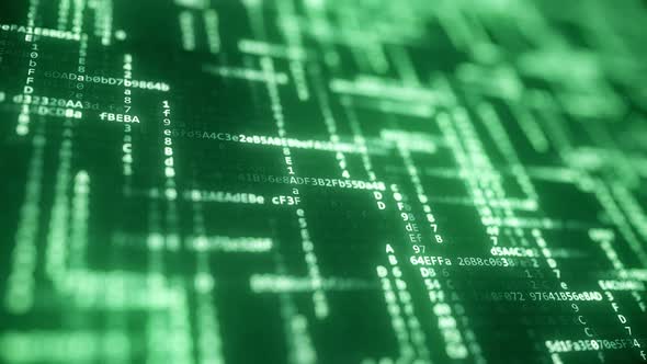 Green Code Strings Move Across the Screen, Backgrounds Motion Graphics ...