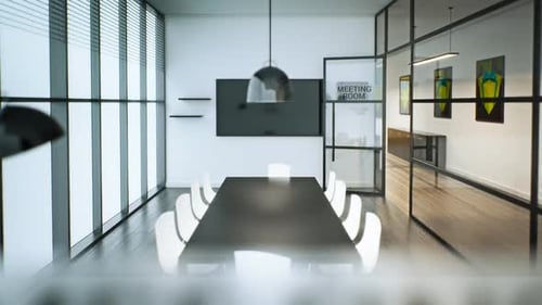 Modern glass conference room. The place where management have a meeting.