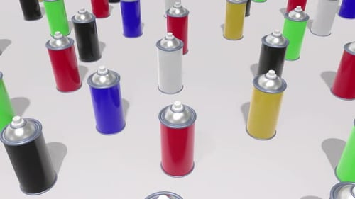 Colorful Spray Paint Cans Rotating Looping Background Animation