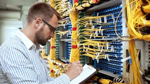 Ingenieur arbeitet im Datenraum