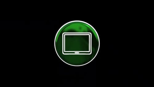 Glossy Green Tech Icon Button 3D Spinning Animation