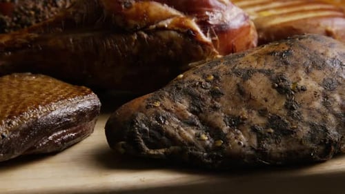 Appetizing Meat Delights on Wood Cutting Board