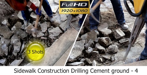 Sidewalk Construction Drilling Cement Ground