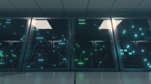 Futuristic Data Center Server Room Animation Background