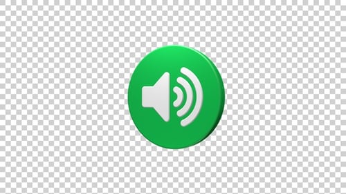 3D Rotating Volume Icon with Animating Sound Waves