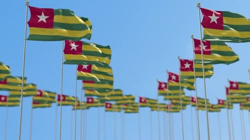 Togo Row Of National flags Walk Throw Animation
