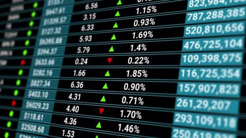 Abstract Background with Stock Market Digits. Currency Rate Chart Animated Blue Backdrop. Financial