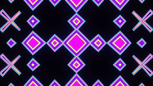 Bright Figures Pulsate on a Black Background