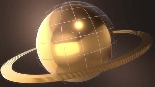 4K 3D Globe Background Gold Seamless Loop