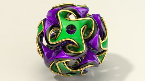 Abstract Geometric Shape Rotating in Vibrant Colors