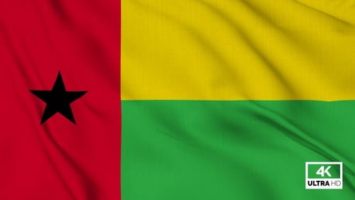 Guinea-Bissau Flag Waving Seamless Loop Animation