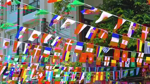 Colorful International Flags Decoration in Urban Setting