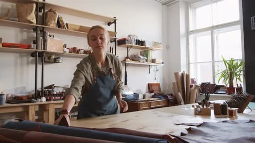 Beginning of Working Day in Leather Workshop