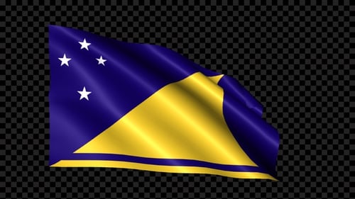 Tokelau National Flag Waving Animation with Alpha Channel