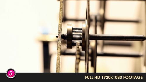 Clock Gears Rotating, Antique Mechanism in Motion