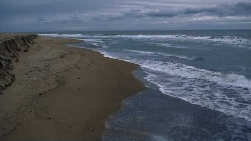 Beautiful Sea Beach Landscape Background in Evening Dark