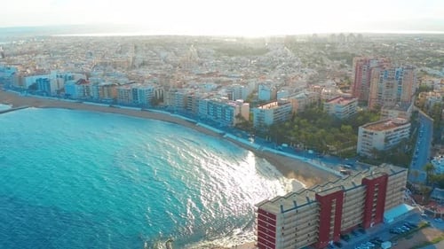 Aerial View of Beach and Coast, Costa Blanca Coast, Sunset