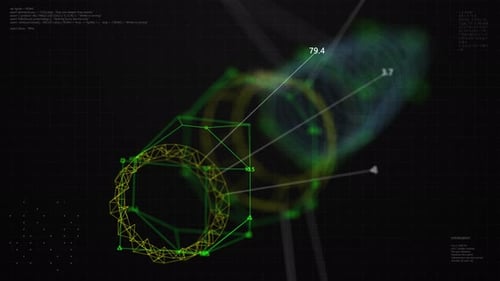 Futuristic Wireframe Bullet Scan Data Display