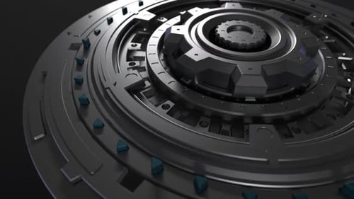 Futuristic 3D Mechanical Gears Rotating Technology Background Loop