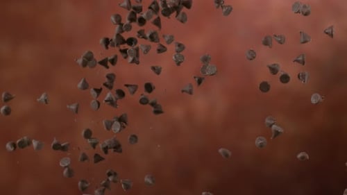 Chocolate chips flying in slow motion, shot on Phantom Flex 4K