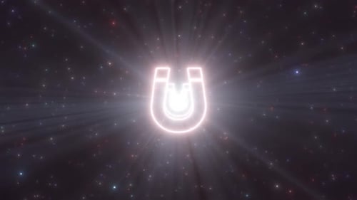 U Magnet Shape Outline Moving Glow Neon Lights Tunnel Portal Shines