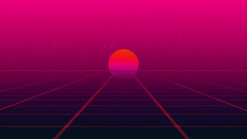 Retro 80s Synthwave Grid Sun Looping Background