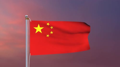 Realistic 3D China Flag Waving Animation