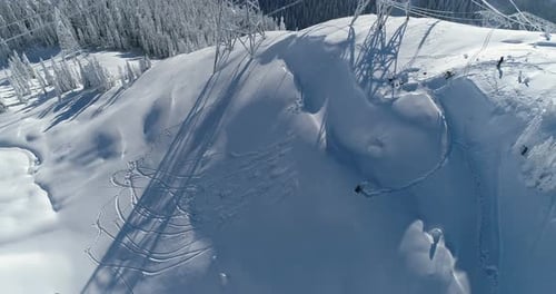 Snowboard Trick Jump Air Spinning Athlete Successful Over Dangerous Gap Winter Extreme Sports