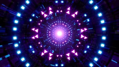 Neon Sunburst Light Tunnel VJ Loop