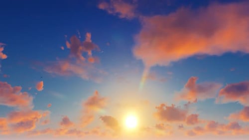 Vibrant Sunset Sky Animation with Moving Clouds and Sun