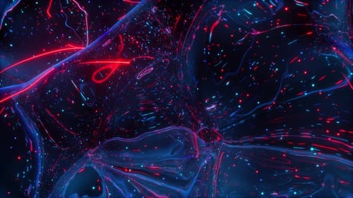 Abstract Neon Glowing Fluid Waves Motion Background