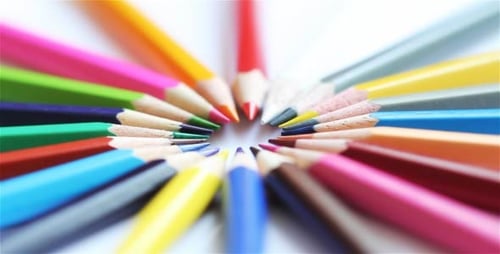 Abstract Pattern of Colorful Pencils on White